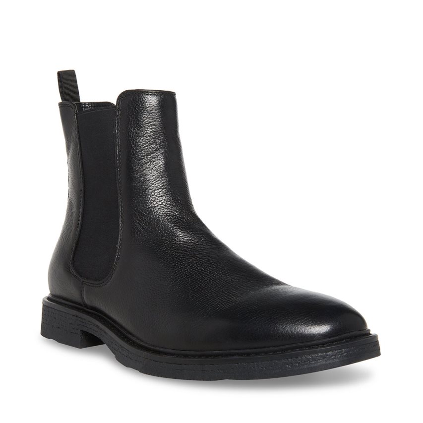 Black Steve Madden Pedro Leather Men's Chelsea Boots | PH 2410DEG